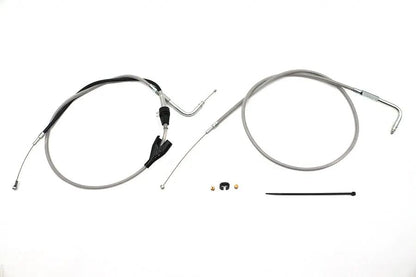 V-Twin 28-0119SPK 43-inch Stainless Steel Throttle and Idle Cable Set with Clear Coating for Harley Davidson FLH Series by V-Twin