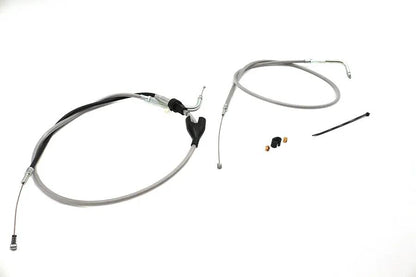 V-Twin 28-0119SPK 43-inch Stainless Steel Throttle and Idle Cable Set with Clear Coating for Harley Davidson FLH Series by V-Twin