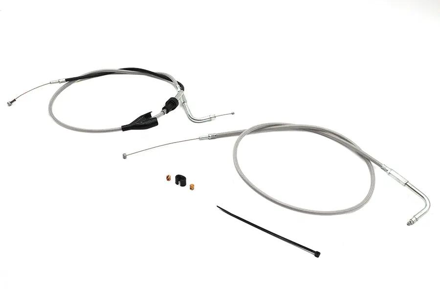 V-Twin 28-0119SPK 43-inch Stainless Steel Throttle and Idle Cable Set with Clear Coating for Harley Davidson FLH Series by V-Twin