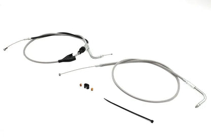 V-Twin 28-0119SPK 43-inch Stainless Steel Throttle and Idle Cable Set with Clear Coating for Harley Davidson FLH Series by V-Twin