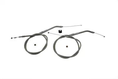 V-Twin 33.66 inch Stainless Steel Throttle and Idle Cable Set for Harley Davidson XL by V-Twin