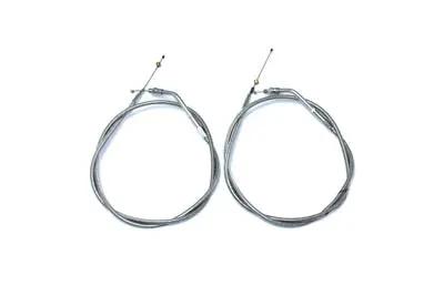 V-Twin Stainless Steel Throttle and Idle Cable Set with 45.625-Inch Length for Harley-Davidson 1981-1995 Models by V-Twin
