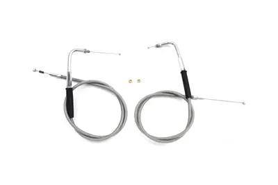 V-Twin 28-0112SP 34 Inch Stainless Steel Throttle and Idle Cable Set for Harley Davidson FXR Models by V-Twin