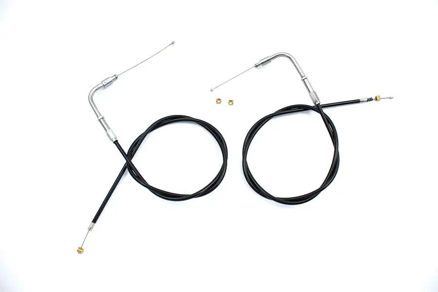 V-Twin 34.25 Inch Black Throttle and Idle Cable Set for Harley Davidson FXST by V-Twin