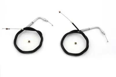 V-Twin 42.25 inch Black Throttle and Idle Cable Set for Harley Davidson FXST Models by V-Twin
