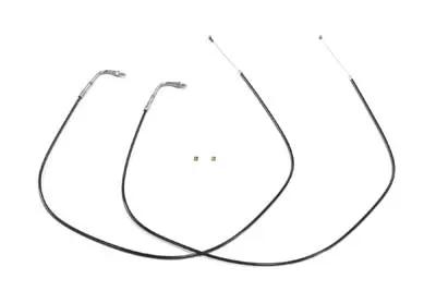 V-Twin 41.50 Inch Black Throttle and Idle Cable Set with 90 Degree Elbow Fitting for Harley Davidson FXST & FLST Models by V-Twin
