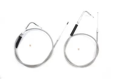 V-Twin 28-0112SP-8 41-1/2 Inch Stainless Steel Throttle and Idle Cable Set for Harley Davidson FXST & FLST Models by V-Twin