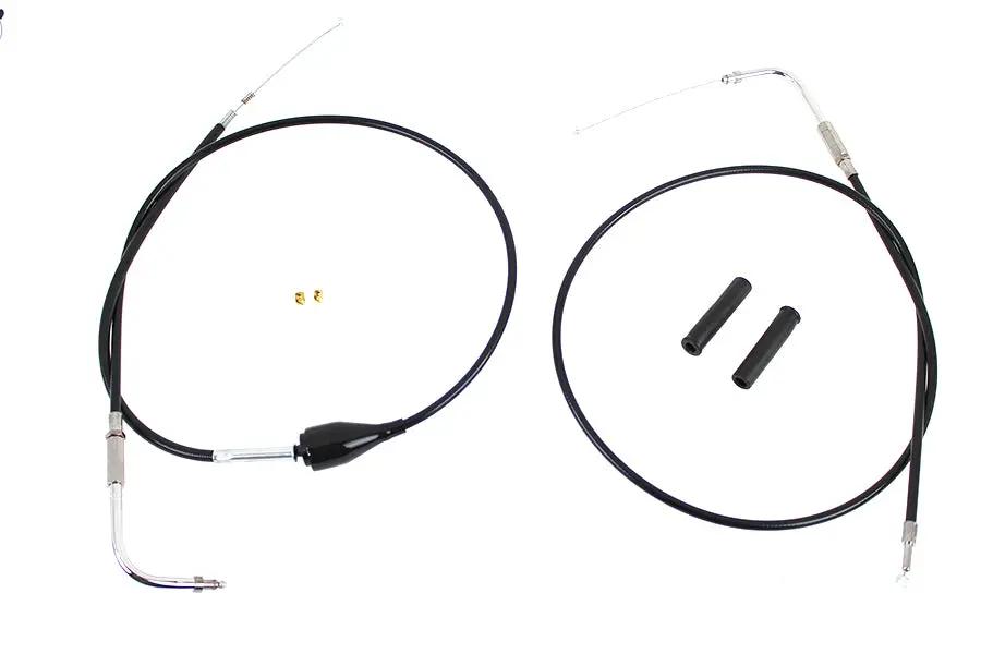 V-Twin 24301 43 Inch Stainless Steel Throttle and Idle Cable Set with Black Coating for Harley Davidson FLH Models by V-Twin