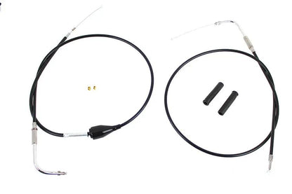 V-Twin 24301 43 Inch Stainless Steel Throttle and Idle Cable Set with Black Coating for Harley Davidson FLH Models by V-Twin