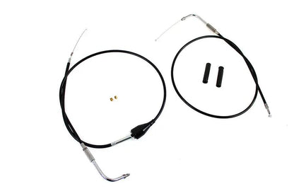 V-Twin 24301 43 Inch Stainless Steel Throttle and Idle Cable Set with Black Coating for Harley Davidson FLH Models by V-Twin