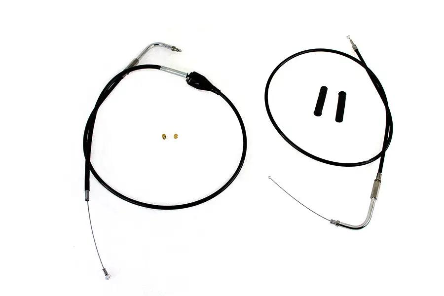 V-Twin 24301 43 Inch Stainless Steel Throttle and Idle Cable Set with Black Coating for Harley Davidson FLH Models by V-Twin