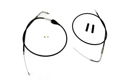 V-Twin 24301 43 Inch Stainless Steel Throttle and Idle Cable Set with Black Coating for Harley Davidson FLH Models by V-Twin