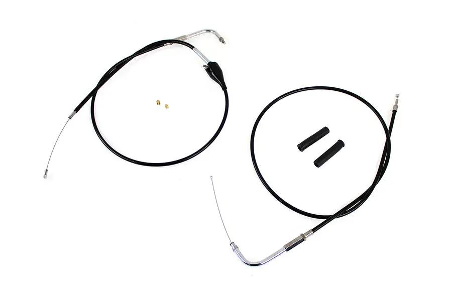 V-Twin 24301 43 Inch Stainless Steel Throttle and Idle Cable Set with Black Coating for Harley Davidson FLH Models by V-Twin