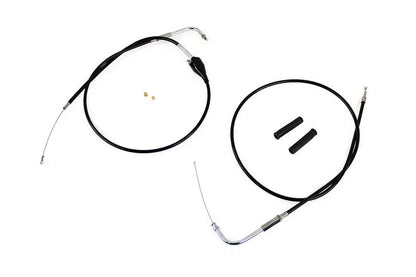 V-Twin 24301 43 Inch Stainless Steel Throttle and Idle Cable Set with Black Coating for Harley Davidson FLH Models by V-Twin