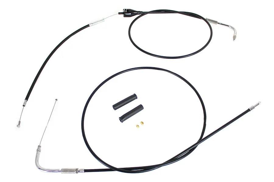 V-Twin Stainless Steel Throttle and Idle Cable Set with Black Coating for Harley Davidson FLH 2002-2007 by V-Twin