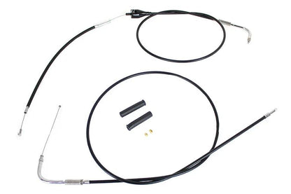 V-Twin Stainless Steel Throttle and Idle Cable Set with Black Coating for Harley Davidson FLH 2002-2007 by V-Twin