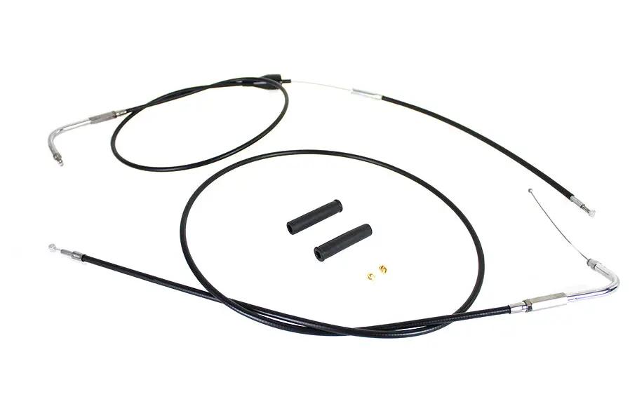 V-Twin Stainless Steel Throttle and Idle Cable Set with Black Coating for Harley Davidson FLH 2002-2007 by V-Twin