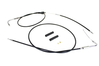 V-Twin Stainless Steel Throttle and Idle Cable Set with Black Coating for Harley Davidson FLH 2002-2007 by V-Twin