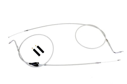 V-Twin Stainless Steel Throttle and Idle Cable Set with Clear Coat – Fits Harley Davidson FLHTCU & FLHTC (Part #24304) by V-Twin