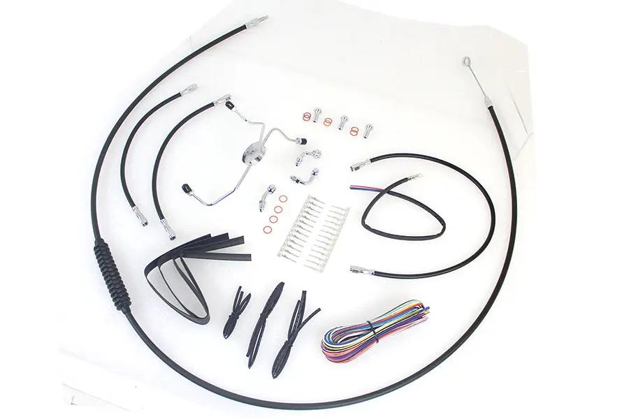V-Twin 12-14 Inch Handlebar Cable and Brake Line Kit for Harley Davidson FLHX and FLHT Models by V-Twin