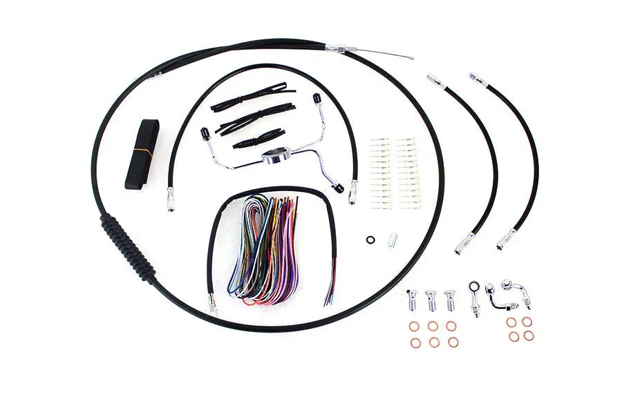 V-Twin 15-17 Inch Handlebar Cable and Brake Line Kit for Harley Davidson FLHX and FLHT by V-Twin
