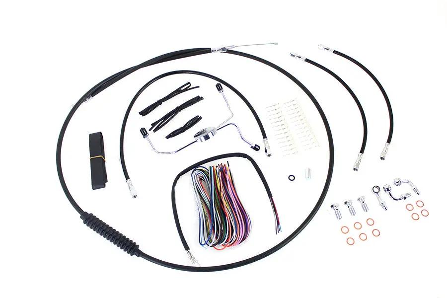 V-Twin 15-17 Inch Handlebar Cable and Brake Line Kit for Harley Davidson FLHX and FLHT by V-Twin