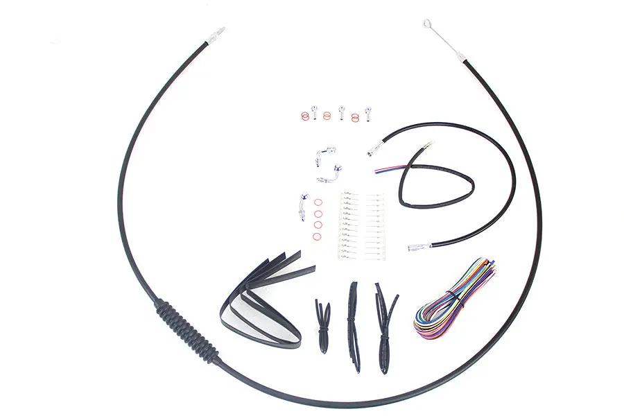 V-Twin 40282 Handlebar Cable and Brake Line Kit for Harley Davidson FLHX & FLHT (12-14 inch) by V-Twin