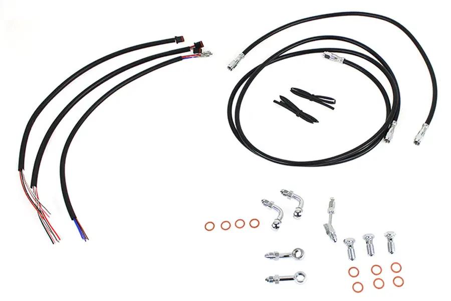 V-Twin 40286 Handlebar Cable and Brake Line Kit for Harley Davidson 12-14 inch Riser by V-Twin