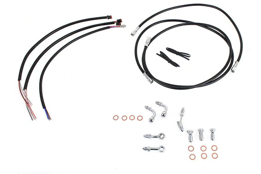 V-Twin 40286 Handlebar Cable and Brake Line Kit for Harley Davidson 12-14 inch Riser by V-Twin