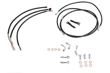 V-Twin 40286 Handlebar Cable and Brake Line Kit for Harley Davidson 12-14 inch Riser by V-Twin