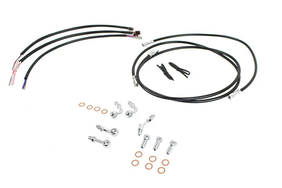 V-Twin 40286 Handlebar Cable and Brake Line Kit for Harley Davidson 12-14 inch Riser by V-Twin