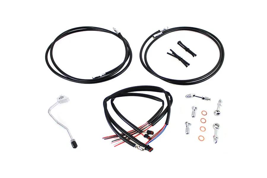 V-Twin 12-14 Inch Handlebar Cable and Brake Line Kit for Harley Davidson FLHX, FLHT, FLHTC, FLHTCU Models by V-Twin