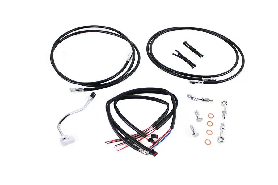 V-Twin 12-14 Inch Handlebar Cable and Brake Line Kit for Harley Davidson FLHX, FLHT, FLHTC, FLHTCU Models by V-Twin
