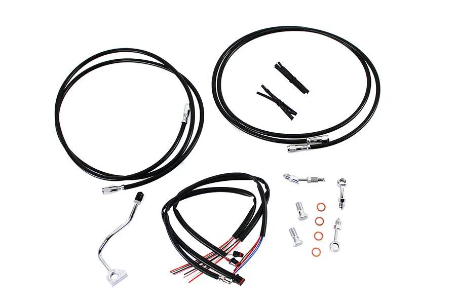 V-Twin 12-14 Inch Handlebar Cable and Brake Line Kit for Harley Davidson FLHX, FLHT, FLHTC, FLHTCU Models by V-Twin