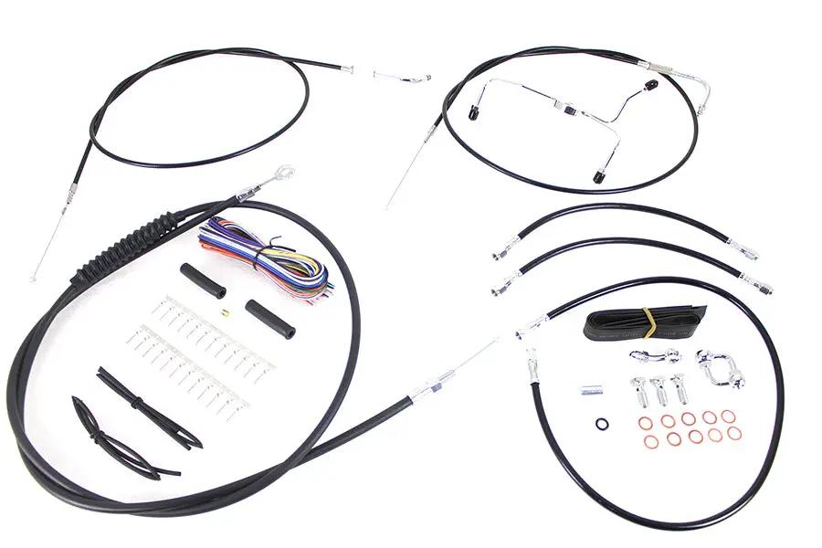 V-Twin 12 inch-14 inch Handlebar Cable and Brake Line Kit for Harley Davidson Touring Models by V-Twin