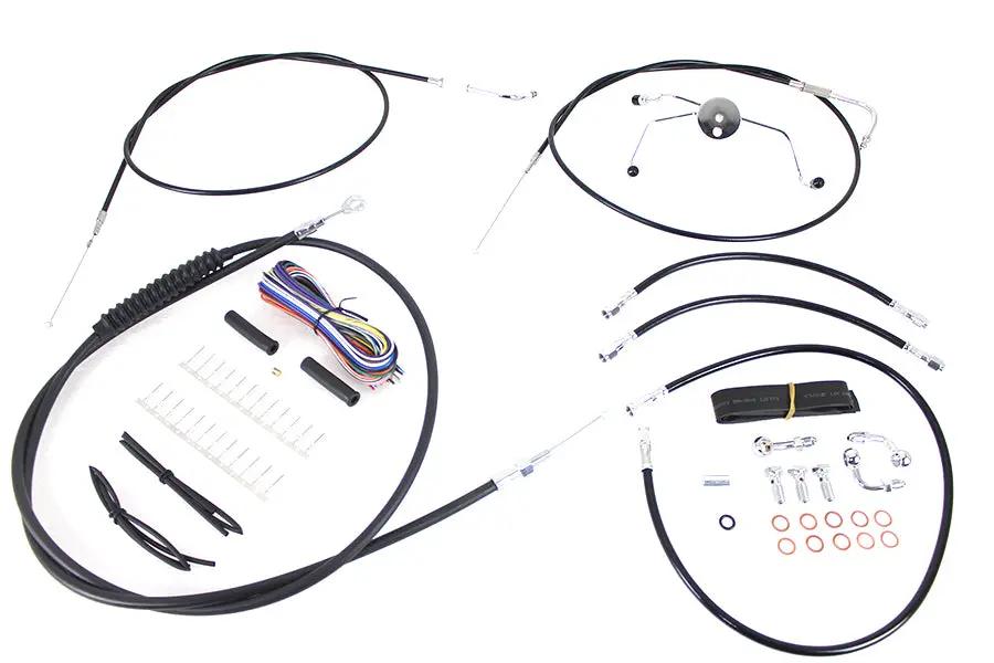 V-Twin 12 inch-14 inch Handlebar Cable and Brake Line Kit for Harley Davidson Touring Models by V-Twin