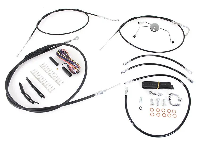 V-Twin 12 inch-14 inch Handlebar Cable and Brake Line Kit for Harley Davidson Touring Models by V-Twin