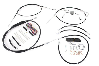 V-Twin 12 inch-14 inch Handlebar Cable and Brake Line Kit for Harley Davidson Touring Models by V-Twin