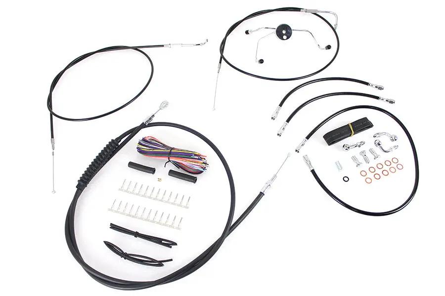 V-Twin 12 inch-14 inch Handlebar Cable and Brake Line Kit for Harley Davidson Touring Models by V-Twin