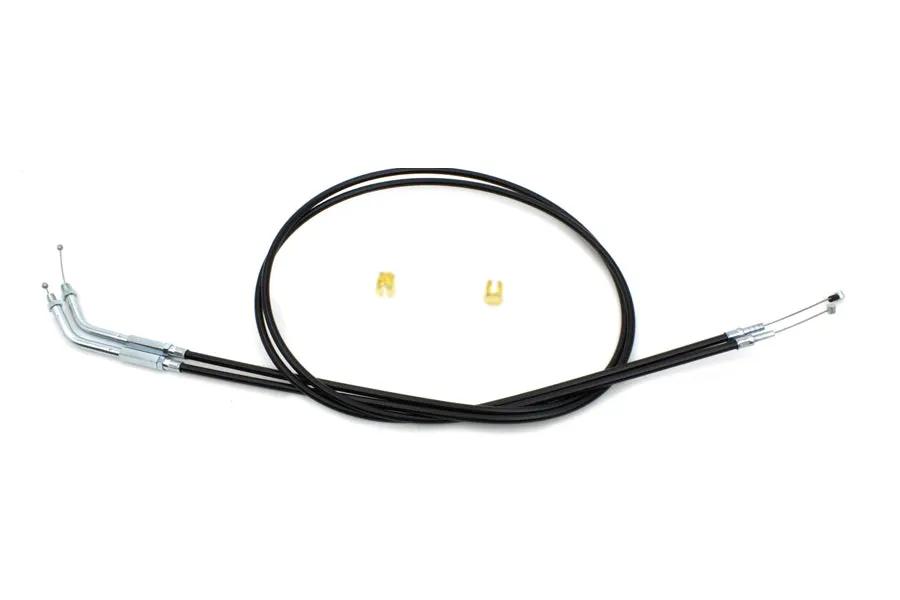 V-Twin Black Throttle and Idle Cable Set with 45 Degree Elbow Fitting for Harley Davidson by V-Twin