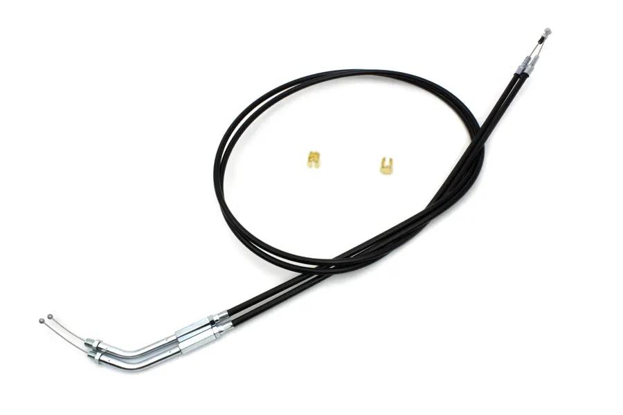 V-Twin Black Throttle and Idle Cable Set with 45 Degree Elbow Fitting for Harley Davidson by V-Twin