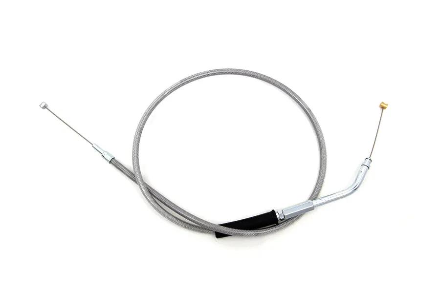 V-Twin 36-8022 35 Inch Braided Stainless Steel Throttle Cable with Clear Coat for Harley Davidson XL Models by V-Twin