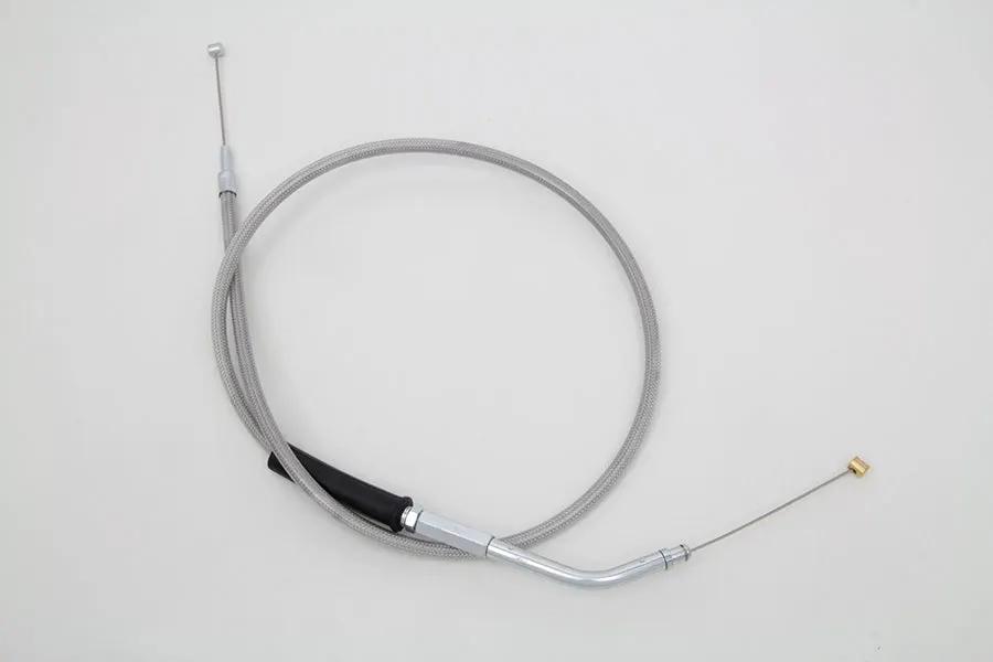V-Twin 36-8022 35 Inch Braided Stainless Steel Throttle Cable with Clear Coat for Harley Davidson XL Models by V-Twin
