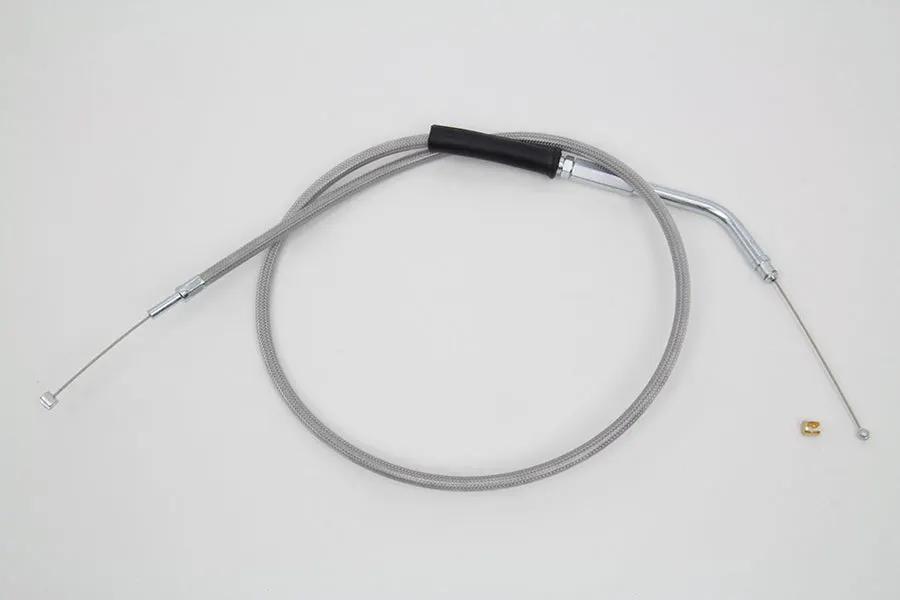 V-Twin 36-8022 35 Inch Braided Stainless Steel Throttle Cable with Clear Coat for Harley Davidson XL Models by V-Twin