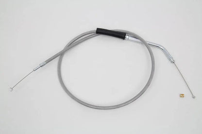 V-Twin 36-8022 35 Inch Braided Stainless Steel Throttle Cable with Clear Coat for Harley Davidson XL Models by V-Twin