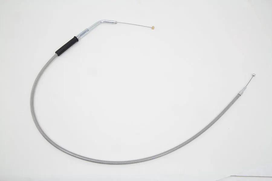 V-Twin 36-8022 35 Inch Braided Stainless Steel Throttle Cable with Clear Coat for Harley Davidson XL Models by V-Twin
