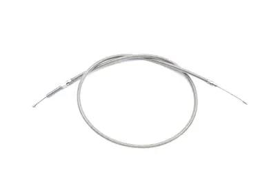 V-Twin 53.31 inch Braided Stainless Steel Clutch Cable with Clear Coat for Harley Davidson by V-Twin