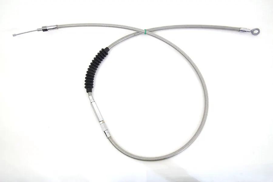 V-Twin 60.63 Inch Braided Stainless Steel Clutch Cable with Clear Coat for Harley Davidson FXR by V-Twin