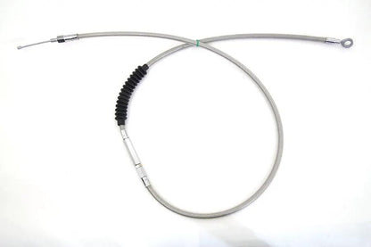 V-Twin 60.63 Inch Braided Stainless Steel Clutch Cable with Clear Coat for Harley Davidson FXR by V-Twin