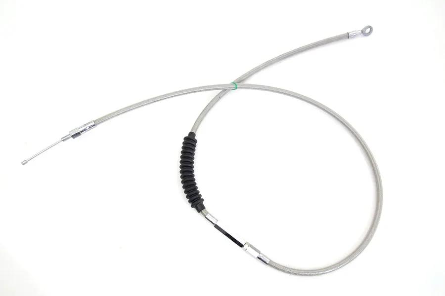 V-Twin 60.63 Inch Braided Stainless Steel Clutch Cable with Clear Coat for Harley Davidson FXR by V-Twin